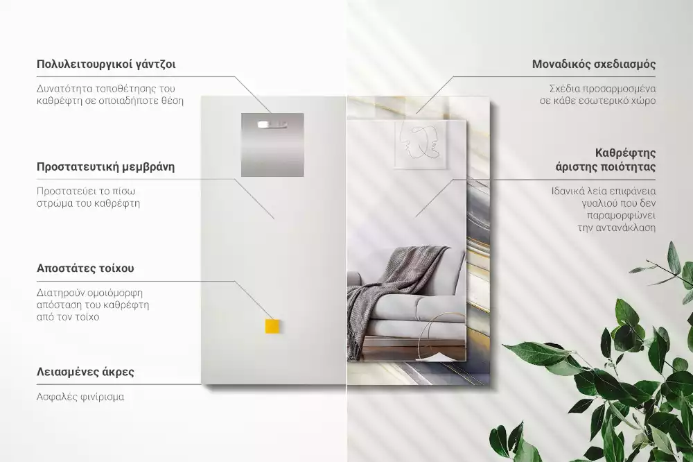 Specchio rettangolare con cornice stampata Onde di colore astratte