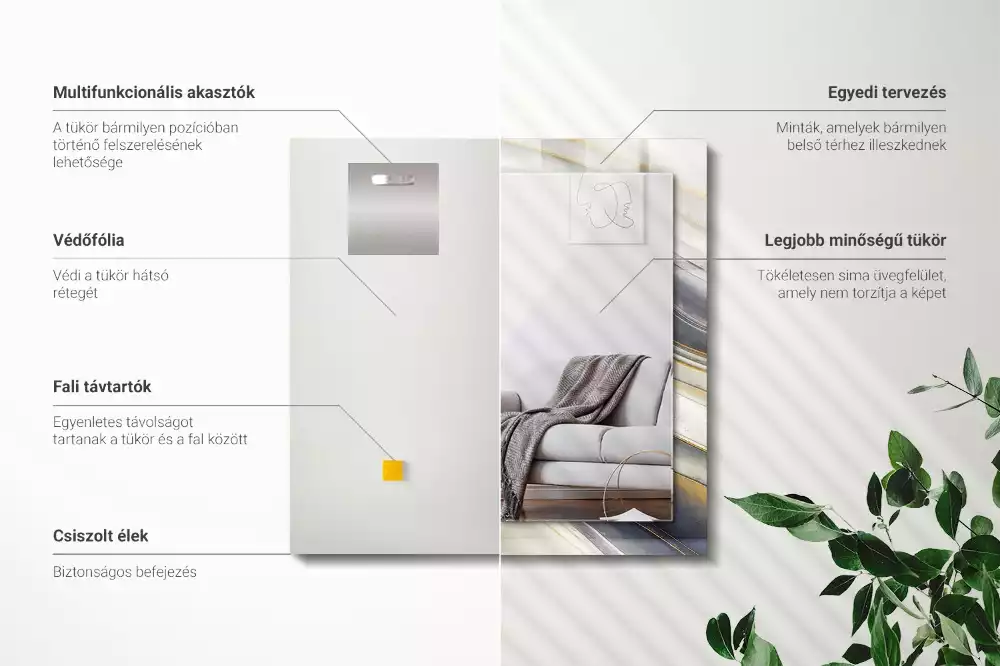 Specchio rettangolare con cornice stampata Onde di colore astratte