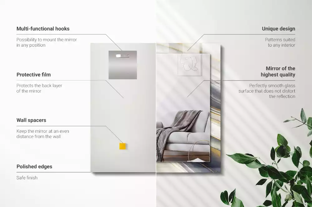 Specchio rettangolare con cornice stampata Onde di colore astratte