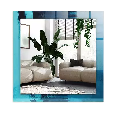 Specchio rettangolare stampato Arte astratta blu