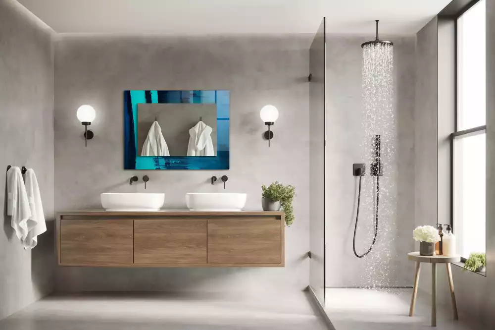 Specchio rettangolare stampato Arte astratta blu