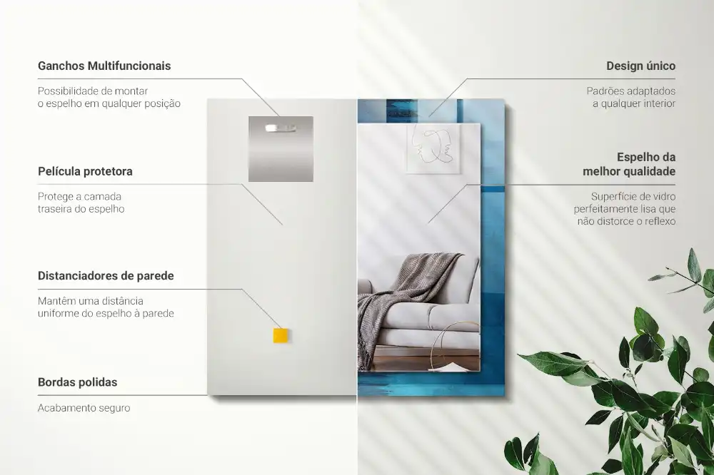 Specchio rettangolare stampato Arte astratta blu