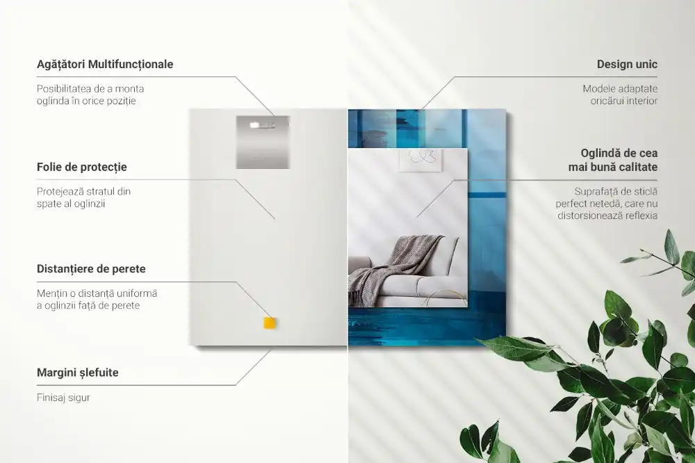 Specchio rettangolare stampato Arte astratta blu