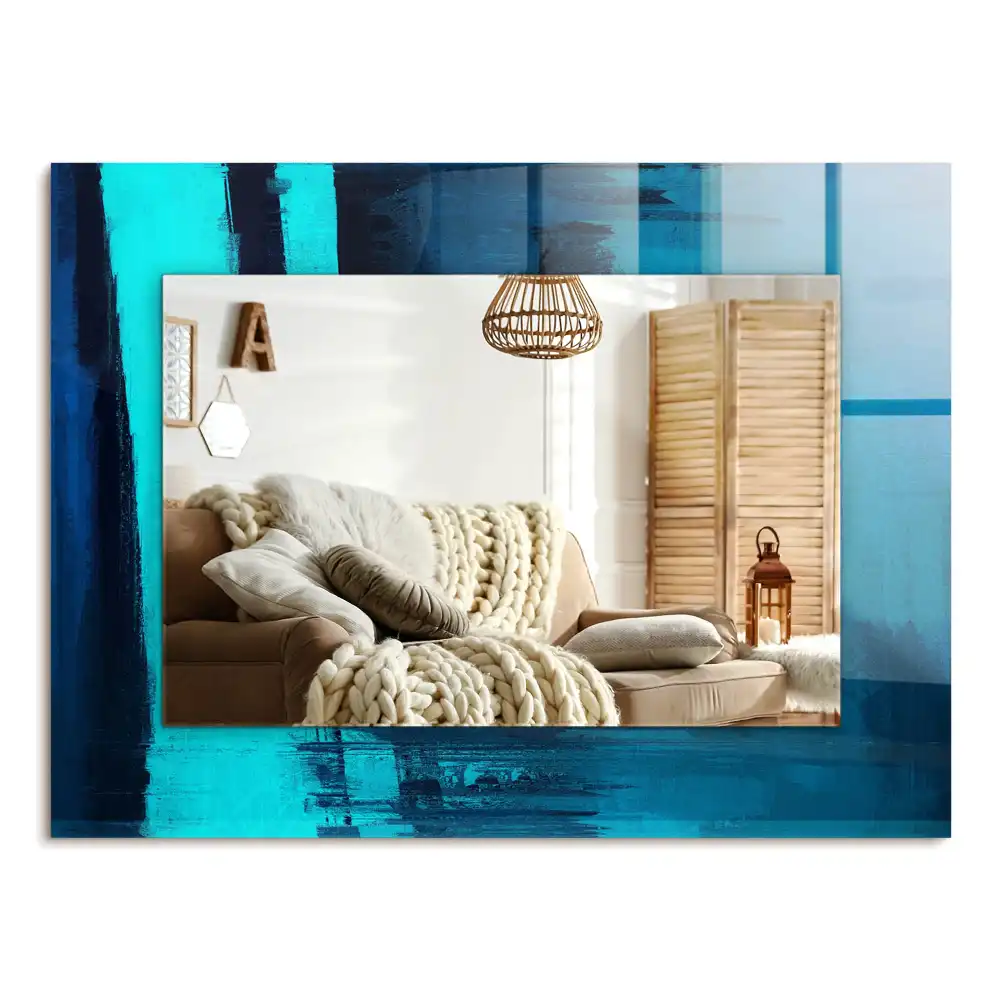 Specchio rettangolare stampato Arte astratta blu