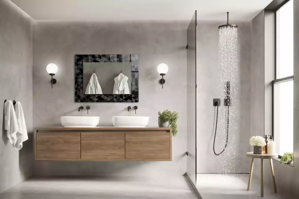 Specchio rettangolare decoro Triangoli neri e grigi