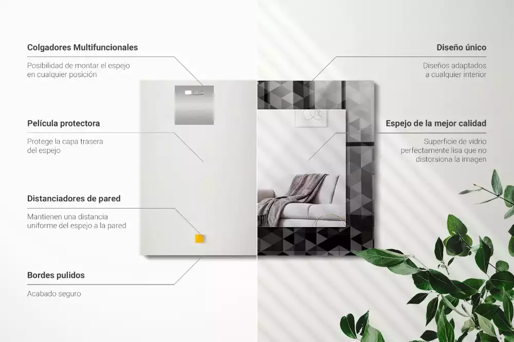 Specchio rettangolare decoro Triangoli neri e grigi