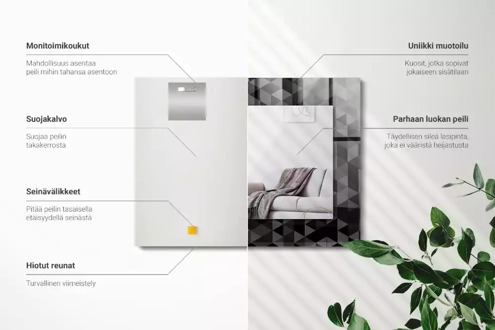 Specchio rettangolare decoro Triangoli neri e grigi