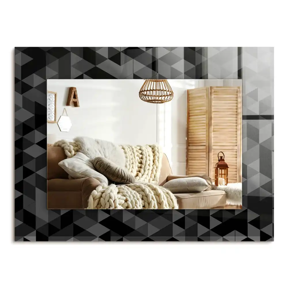 Specchio rettangolare decoro Triangoli neri e grigi