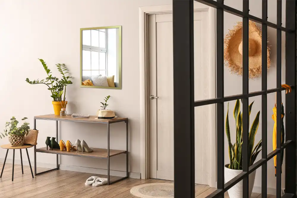 Specchio rettangolare cornice dorata sospeso