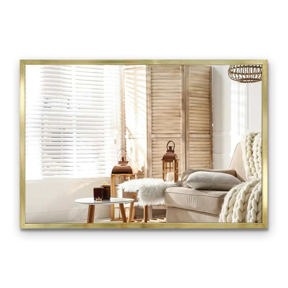 Specchio rettangolare cornice dorata sospeso