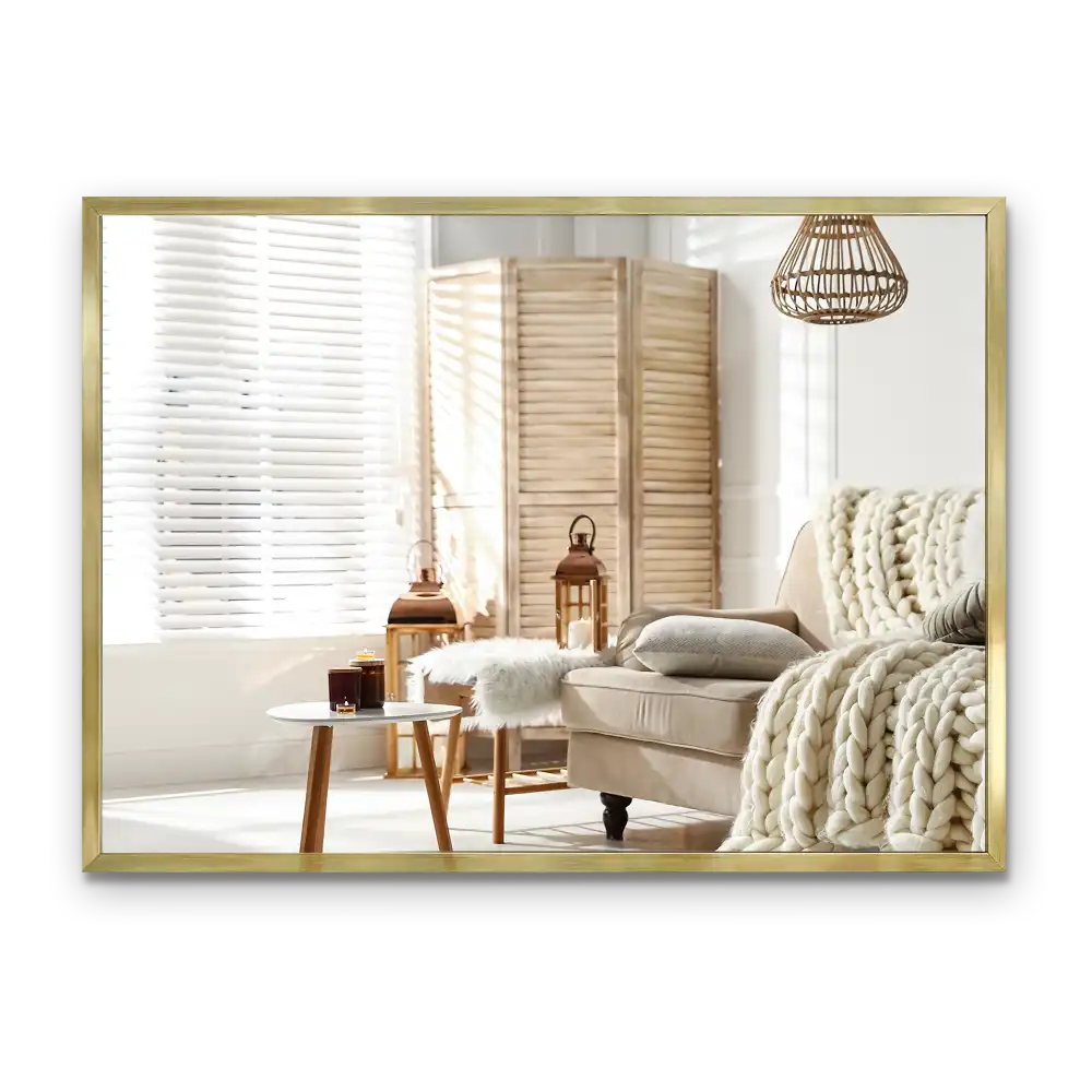 Specchio rettangolare cornice dorata sospeso