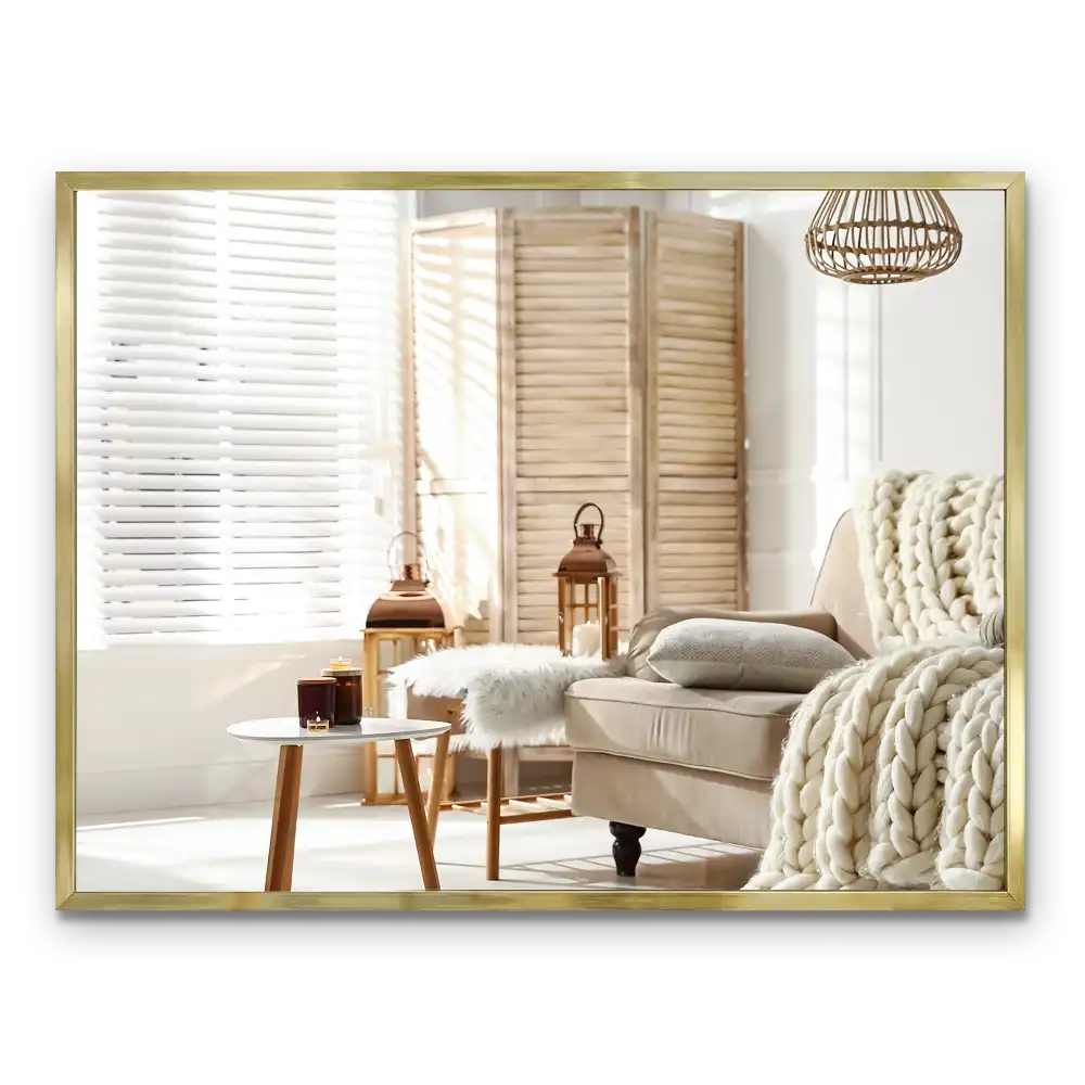 Specchio rettangolare cornice dorata sospeso