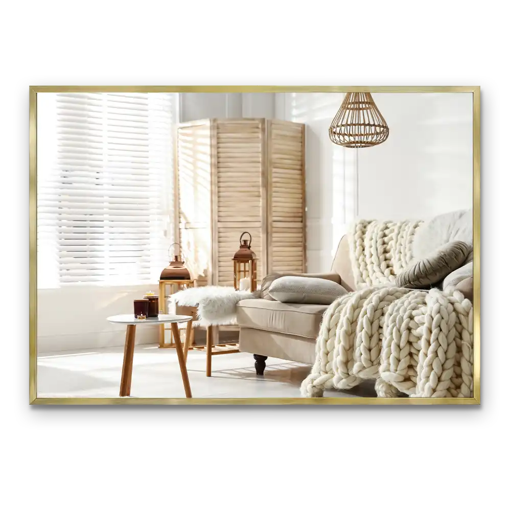 Specchio rettangolare cornice dorata sospeso