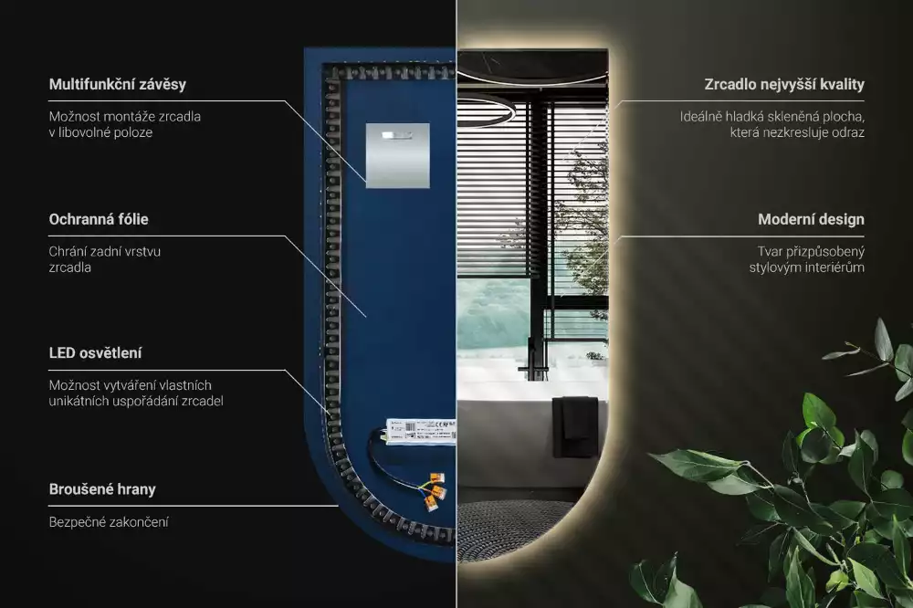 Specchio ad arco con illuminazione a LED