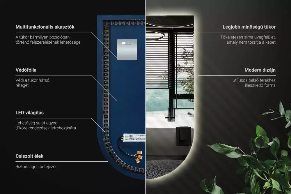 Specchio ad arco con illuminazione a LED