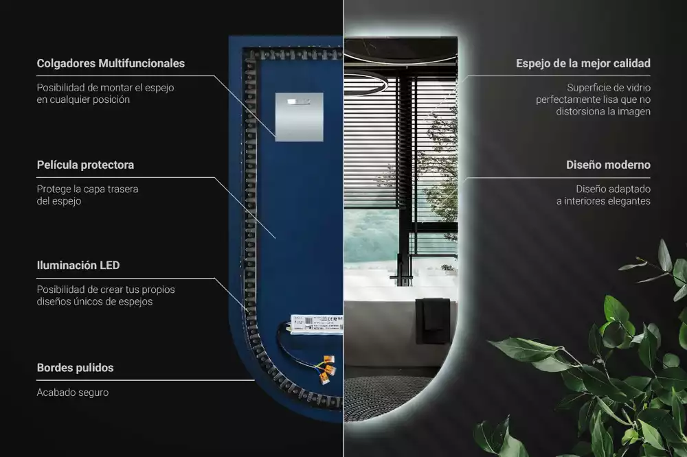 Specchio ad arco con illuminazione a LED