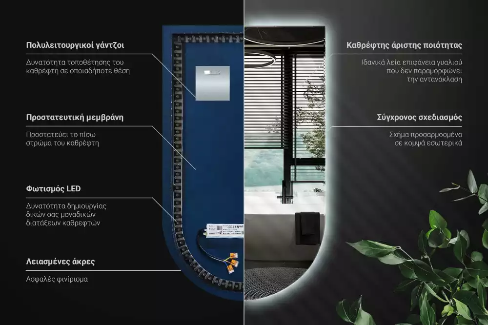 Specchio ad arco con illuminazione a LED