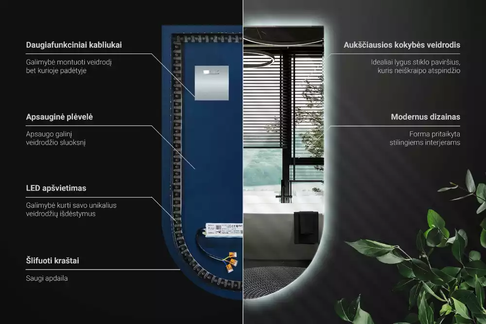 Specchio ad arco con illuminazione a LED