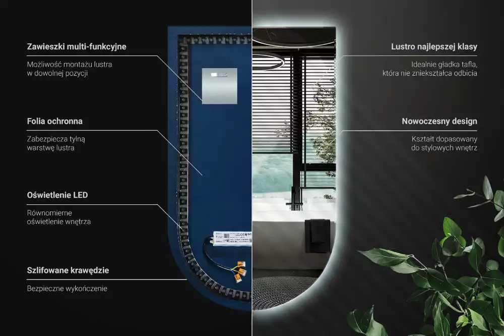 Specchio ad arco con illuminazione a LED