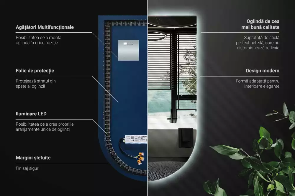 Specchio ad arco con illuminazione a LED