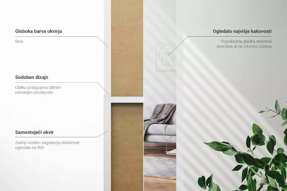 Specchio da terra con cornice bianca