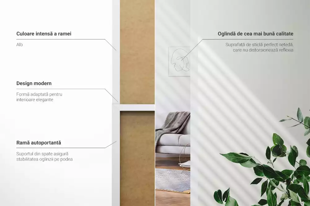 Specchio da terra con cornice bianca