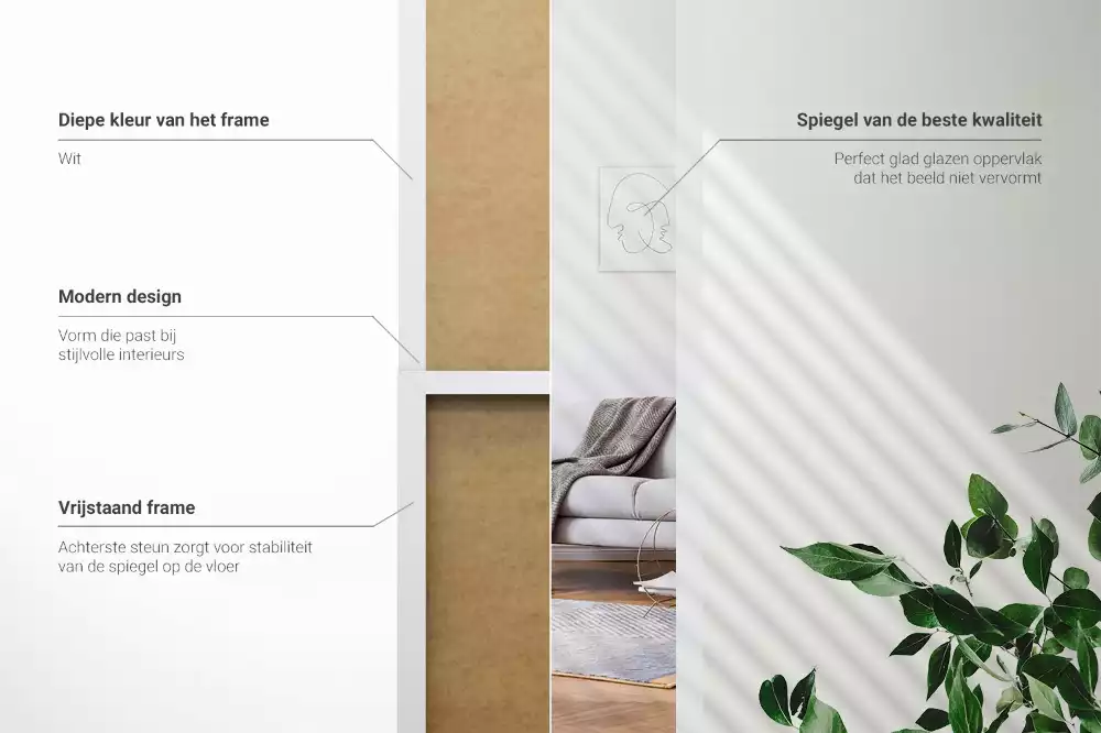 Specchio da terra con cornice bianca