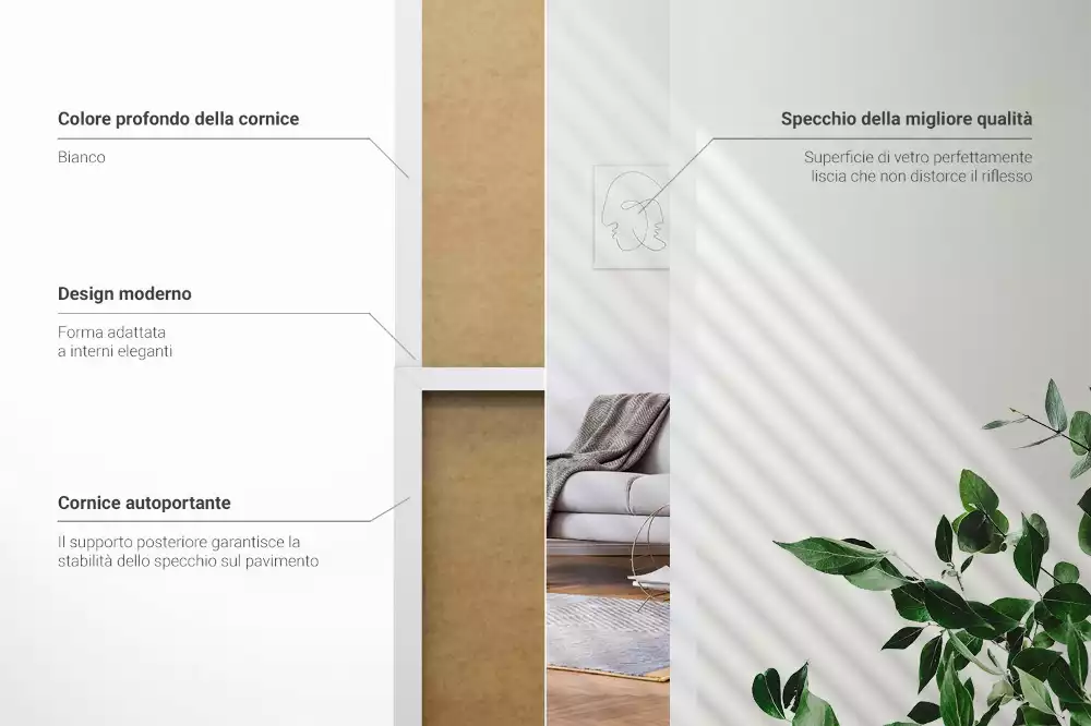 Specchio da terra con cornice bianca