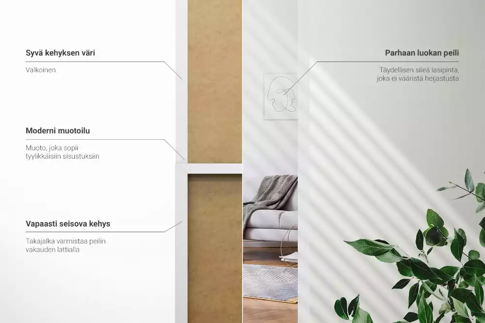 Specchio da terra con cornice bianca