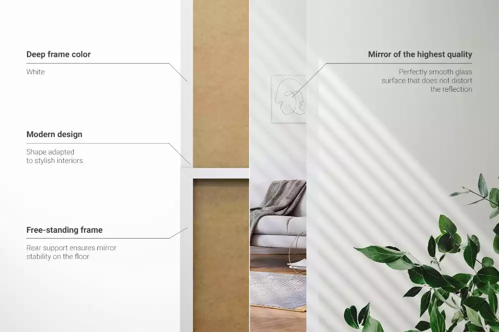 Specchio da terra con cornice bianca
