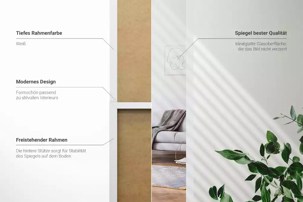 Specchio da terra con cornice bianca