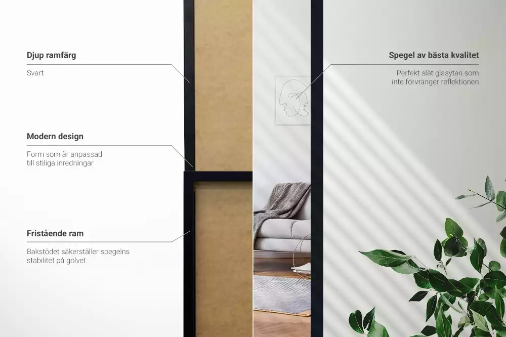 Specchio da terra con cornice nera