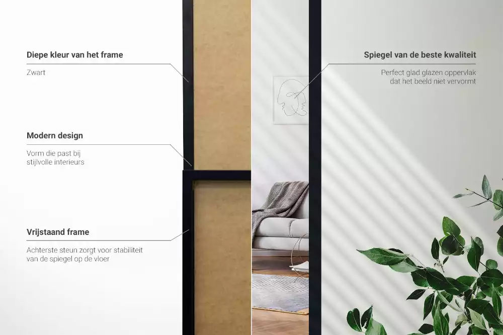 Specchio da terra con cornice nera