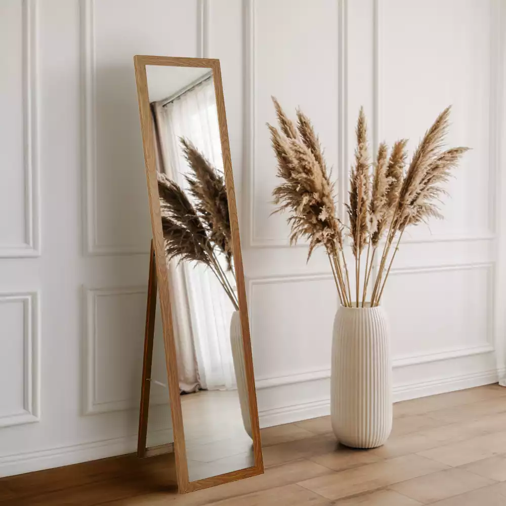 Specchio da terra con cornice colore quercia