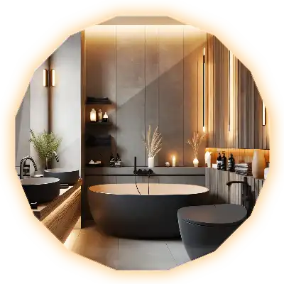 Specchio poligonale con illuminazione a LED