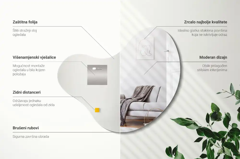 Specchio organico senza cornice appeso