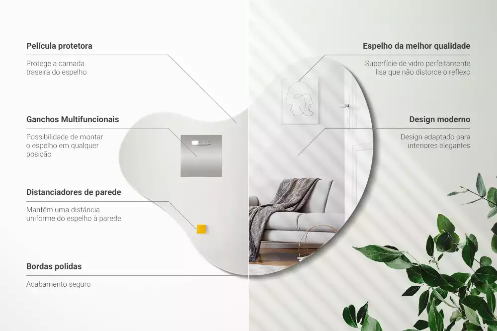 Specchio organico senza cornice appeso