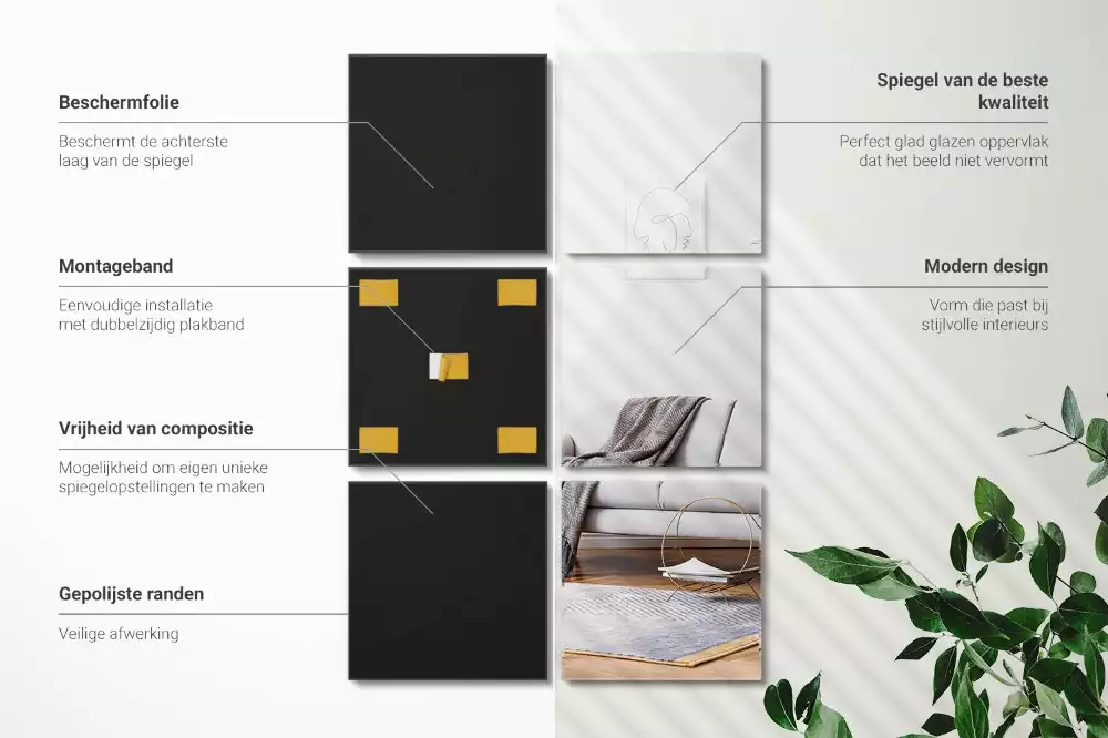 Piastrelle specchio adesive decorativo quadrato