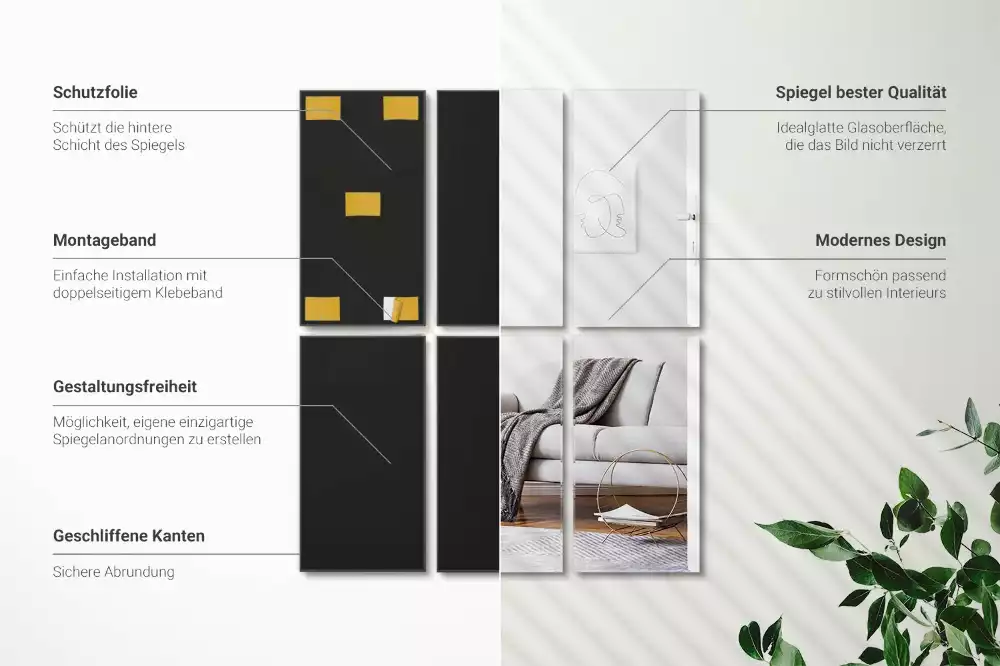 Piastrelle rettangolari a specchio autoadesivo