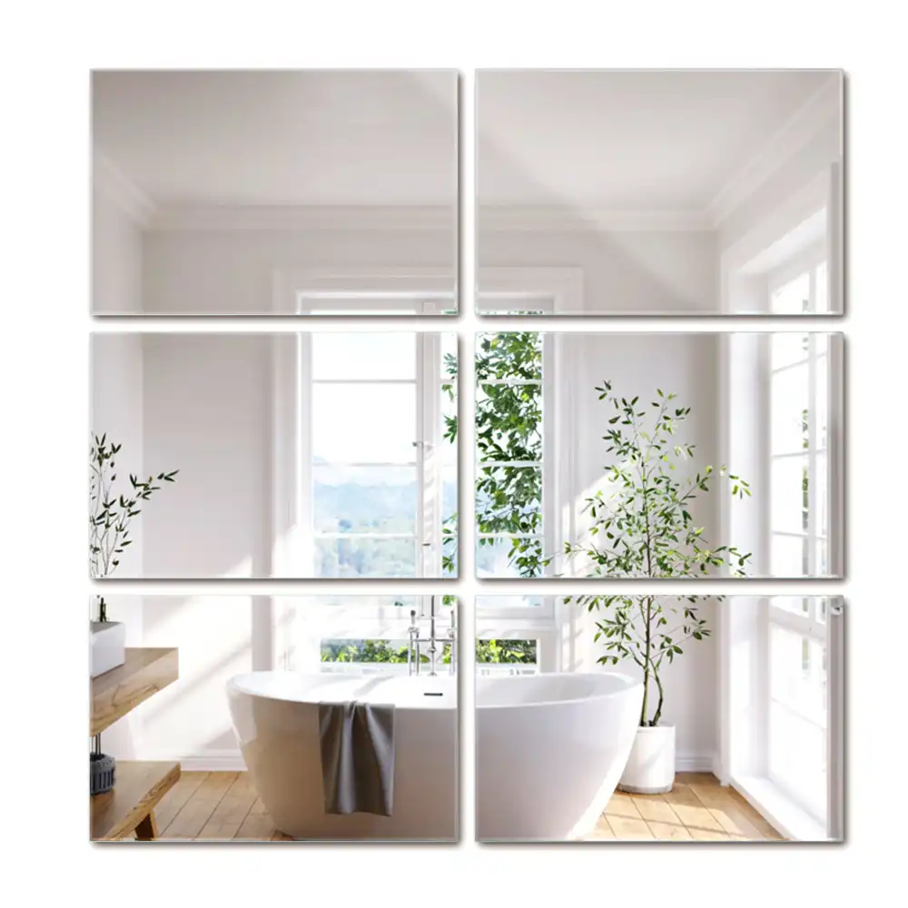 Piastrelle rettangolari a specchio autoadesivo