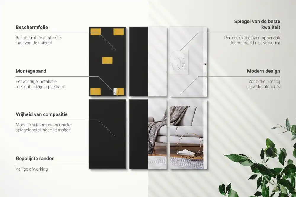 Piastrelle rettangolari a specchio autoadesivo