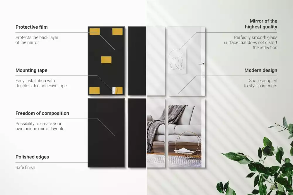 Piastrelle rettangolari a specchio autoadesivo