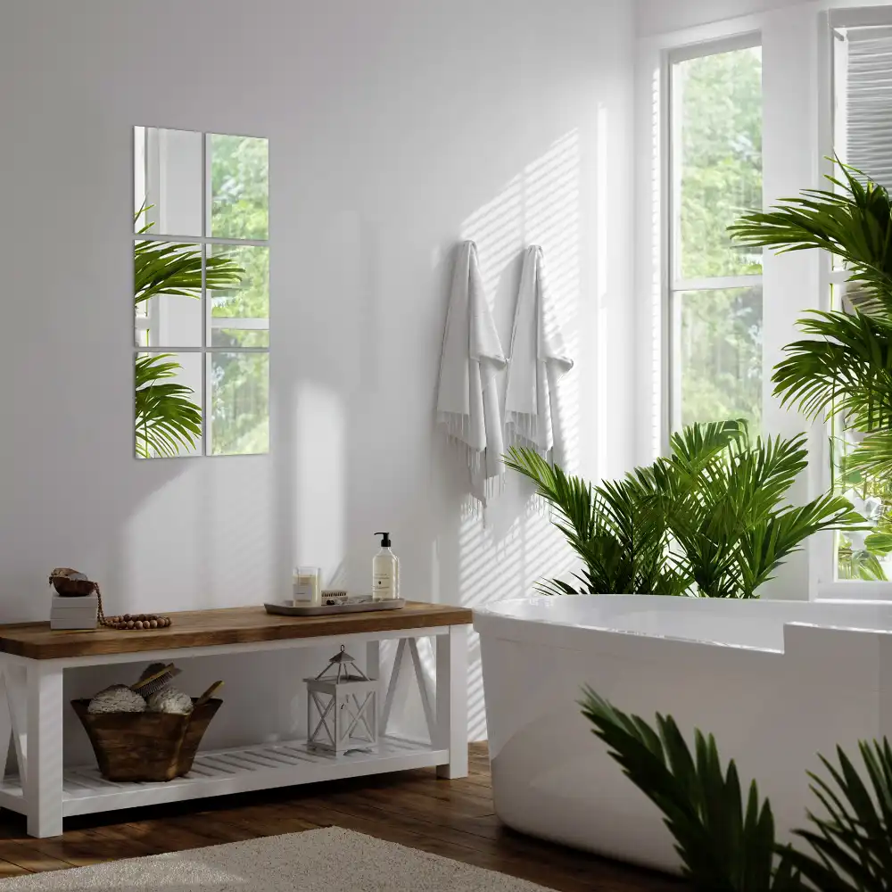 Piastrelle rettangolari a specchio autoadesivo